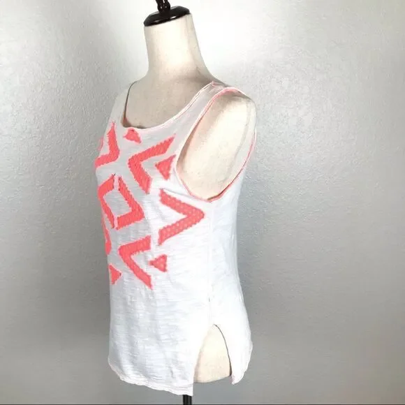 Free People We the Free neon tangerine stitch cotton tank top XS - Picture 3 of 7
